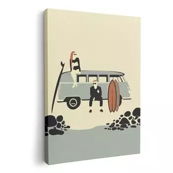 Художественная панель, картина, украшение, igsticker 594 мм x 841 мм, A1, фото, настенная деревянная рамка, стильный интерьер 010774, море, автомобиль, серфинг