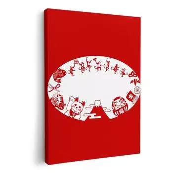 Художественная панель, картина, украшение, igsticker 594 мм x 420 мм, A2, фото, настенная деревянная рамка, стильный интерьер 012893, счастливый кот, процветание, дарума