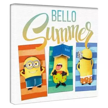 Художественная панель Minion Surf 30 см x 30 см Сделано в Японии Постер Стильный интерьерный макияж Гостиная Интерьер Летний морской персонаж Тканевая панель min-0012
