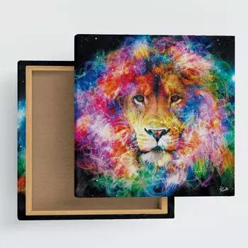Художественная панель с изображением льва размером 57 см x 57 см, размер L, сделано в Японии, стильный постер для переделки интерьера гостиной, красочная светлая космическая тканевая панель