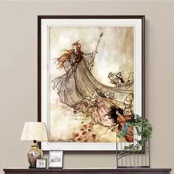 Художественная печать плаката «Сон в летнюю ночь» в стиле ретро, картина маслом, сказка, наклейка на стену 21cm30cm NoFrame