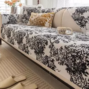 Художественная подушка для дивана из синели в стиле ретро, универсальная для всех сезонов, современная нескользящая и устойчивая к кошачьим царапинам наволочка для дивана с чернилами 70*70cm