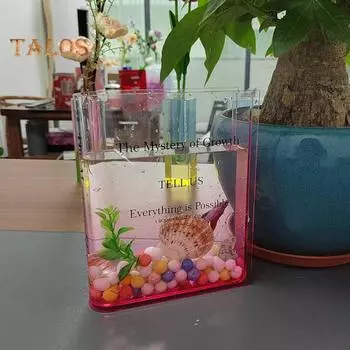Художественная прозрачная книга, ваза для цветов, цветочные композиции, градиент, скандинавский акриловый гидропонный держатель для цветов, уникальный декор книжной полки розовый