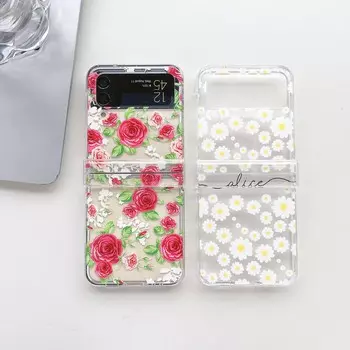 Художественная ретро-цветочная роза, ромашка, пара, задняя крышка для Samsung Galaxy Flip3 Z Flip 3 4 Flip4 5g, чехол для ПК, чехол для телефона Ins Shell Capa For Samsung Flip 3