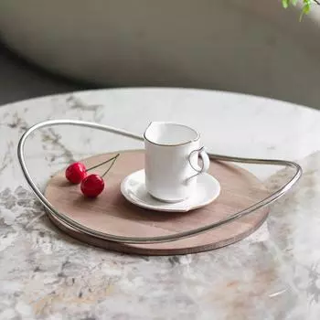 Художественная ручка-полумесяц с дугой из цельного дерева, украшения для подноса, кофейни, гостиничного номера, украшения для фруктов, десертов, закусок