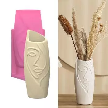 Художественная силиконовая форма для вазы на половину лица. Функциональная силиконовая форма для создания держателя для сочных растений ручной работы на половину лица.