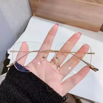 Художественная титановая оправа в стиле ретро, оправа для очков с антисиним светом, многоугольная большая оправа, безрамная оправа для очков