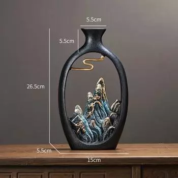 Художественная ваза из смолы, украшение стола и аксессуары, украшение для дома, роскошная новая ваза в китайском стиле с горным пейзажем