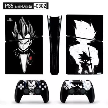 Художественная виниловая наклейка для тонкой цифровой консоли PS5 и 2 контроллеров, наклейка One Size