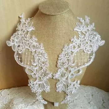 Художественное DIY шитье Аксессуары для одежды Кружевная аппликация для свадебного платья Кружевная ткань Вышивка Патч