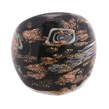 Художественное кольцо из муранского стекла с уникальной инкрустацией золотым песком. Кольцо ручной работы. Этнические аксессуары для стильных женщин. чёрный