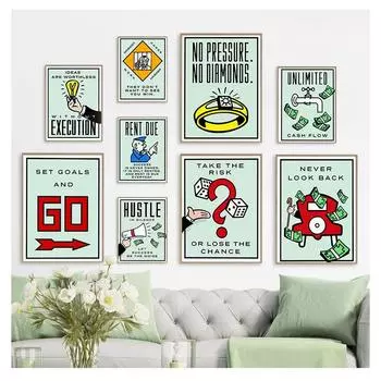 Художественное произведение Alec Monopolyingly Забавная цитата, настенная живопись на холсте, шелковый постер G286, художественный декор, уличное искусство, граффити 21cm30cm NoFrame