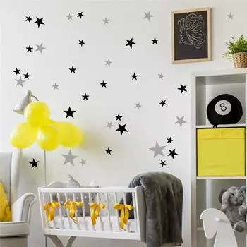 Художественное украшение смешанного размера, детская наклейка со звездой, виниловые украшения для детской спальни, настенные наклейки для детей 3-5cm белый