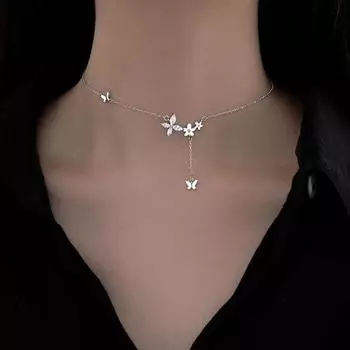 Художественное женское ожерелье, полированное блестящее украшение в виде бабочки, ожерелье на ключице для вечеринки