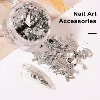 Художественные блестки, украшения золотого/серебристого цвета, нерегулярные чешуйки из оловянной фольги, DIY маникюр, УФ-гель-лак E