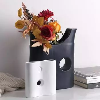 Художественные цветочные изделия Креативные украшения вазы-полумесяца Отель Вилла Модель комнаты Выставочный зал Дизайнерские украшения цветочных композиций