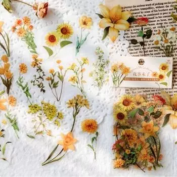 Художественные красивые природа растения цветы трава серия ПЭТ ручная книга наклейки ретро альбом для скрапбукинга DIY украшение для девочки