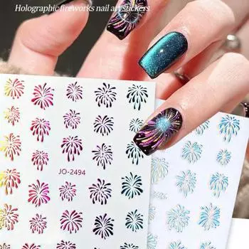 Художественные наклейки, голографические бенгальские огни, дизайн, красочный градиент, долговечные украшения, наклейки для ногтей