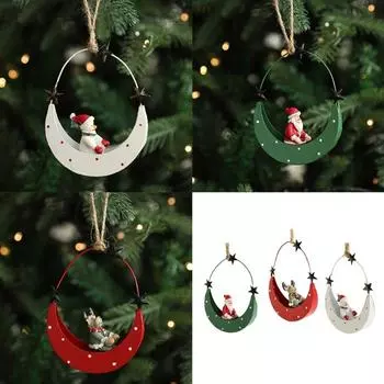 Художественные подвесные украшения в виде железной лунной лодки. Привлекательные рождественские подвесные украшения в виде железной лунной лодки для создания праздничной атмосферы. красный