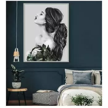 Художественные принты на холсте, постеры, настенные художественные картины для гостиной, модные девушки, домашний декор, скандинавские ручная роспись, фигурки на стену 21cm30cm NoFrame