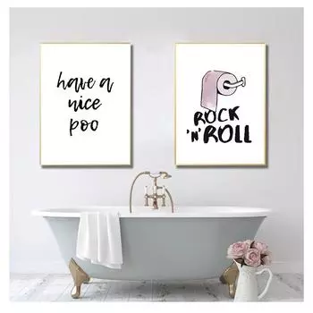 Художественные принты Рок-н-ролл Минимализм Картина на холсте Цитата «Хороших какашек» Знак туалета Домашний декор Забавный постер для туалета Стена ванной комнаты 21cm30cm NoFrame