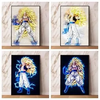 Художественные работы на холсте, живопись Dragon Ball Gogeta, Наклейка на стену, модульная печать, эстетический плакат 21cm30cm NoFrame
