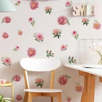 Художественные розовые цветы DIY наклейки на зеркало, стекло, окно, украшение дома, настенные наклейки 20*30CM*2PCS/fun-f40