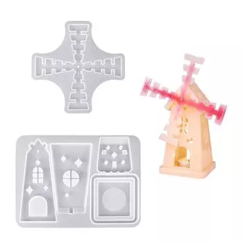 Художественные силиконовые формы для подсвечников, формы для эпоксидной смолы, вращающиеся формы в виде ветряной мельницы для подсвечников, силиконовая текстура 1