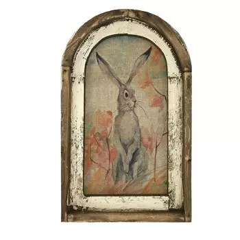 Художественные украшения в виде кролика в фермерском доме. Деревенский декор в виде кролика на стене в винтажном стиле | для гостиной, домашнего офиса и детской | Постеры с пасхальным кроликом, 2D Rabbit and Tree коричневый
