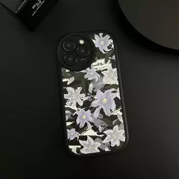 Художественный чехол для мобильного телефона Apple с изображением масляной живописи и цветка, подходящий для iPhone15Pro Max 14Plus 13 12 11 XR XSMAX XS X, кожаный узор, индивидуальность 13