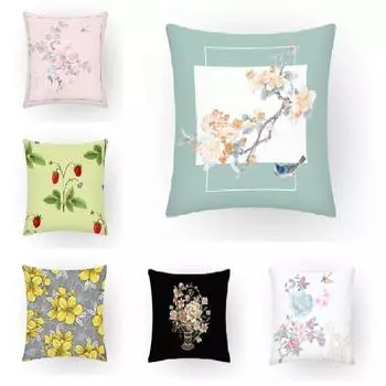 Художественный цветочный чехол для дивана, домашний декор, наволочка, декоративная подушка с растением 40x40cm