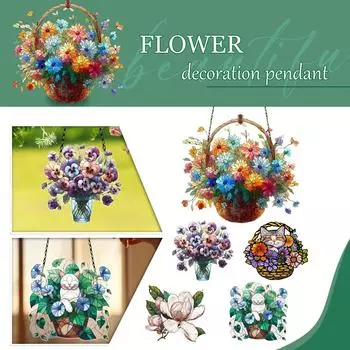 Художественный цветок, расписанный украшением окна, подвесной акриловый декор окна, креативное освещение, подвесной светильник для дома, подвесной светильник One Size