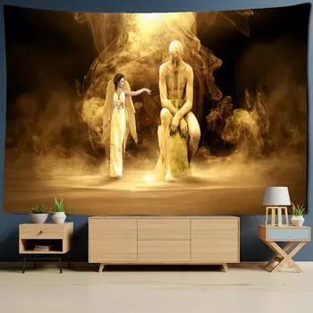 Художественный гобелен «Мыслитель», настенный абстрактный психоделический колдовство, мистический хиппи, лента для домашнего декора, фоновая ткань 95x70cm