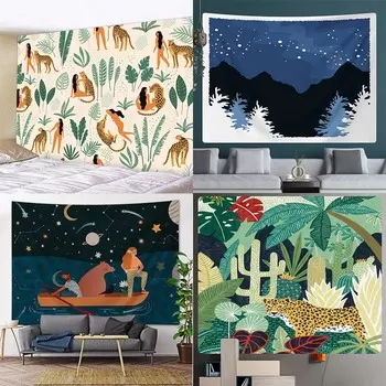 Художественный гобелен с изображением животных, расписанный вручную, для украшения стен дома, гобелен для офиса, гостиной 100x75cm