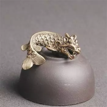 Художественный ключ с гравировкой, 3D сложная текстура, медный яркий орнамент в виде рыбы-дракона для дома