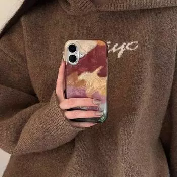 Художественный контрастный цветной чехол для телефона Apple iPhone16promax-Acrylic Silicone Противоударный чехол для телефона на Apple 16