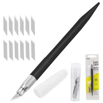 Художественный нож, лезвие для ручки, резак для бумаги, точный инструмент для резки поделок, портативный нож, лента для самостоятельной работы, инструменты для резьбы по коже и ткани чёрный