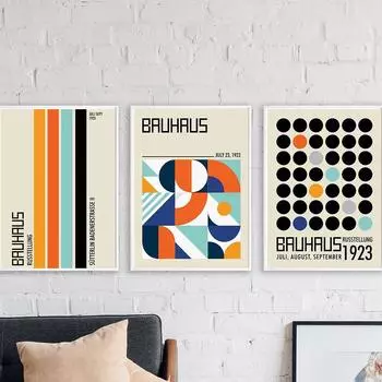 Художественный постер Баухаус, абстрактное настенное искусство, геометрическая картина, минималистичный современный декор для спальни, безрамные картины без рамки 21*30cm