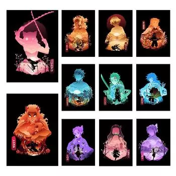 Художественный постер «Убийца демонов», японский аниме-персонаж, декоративная картина на холсте Камадо Тандзиро, фреска, современный домашний декор, принты 21cm30cm NoFrame