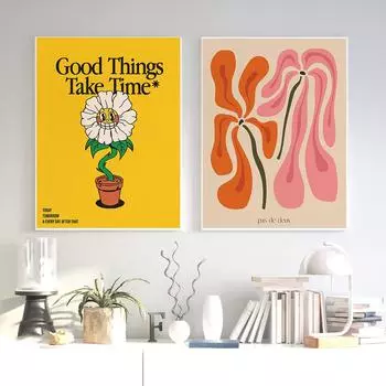Художественный постер, украшение для дома, скандинавская картина на холсте, настенная живопись с цветочным принтом, картина для гостиной 21cm30cm NoFrame