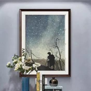 Художественный постер в стиле ретро с принтом на холсте «Смущенный и одинокий путешественник» 21cm30cm NoFrame