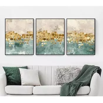 Художественный принт, картина для гостиной, украшение Куадрос, абстрактные золотые монеты, постер, холст, картина, скандинавский домашний декор, модная стена 21cm30cm NoFrame