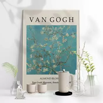 Художественный принт Ван Гога, Нидерланды, природный пейзаж, постер с цветением миндаля, винтажный импрессионистский постер с цветами, принты, Декор для гостиной, подарок, без рамки 21*30cm