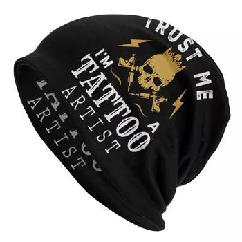 Художник-татуировщик Череп Капот Femme Модные вязаные шапочки Skullies Кепка унисекс Женская теплая зимняя объемная шапка-бини Skullies Beanie Hat