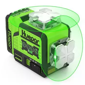 Huepar Laser Marker Green Laser с подъемным креплением 2 блока питания P02CG 2x360° L-образный