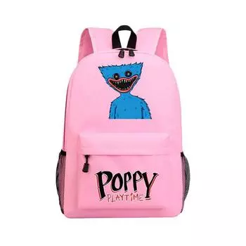 Huggy Playtime Poppy Wuggy Cartoon Pattern Backpack Schoolbag Unisex Travel Bag Pink