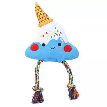HugsSmart Dog Ice Cream Tug Play Игрушка-писк, 1 шт., белый + синий