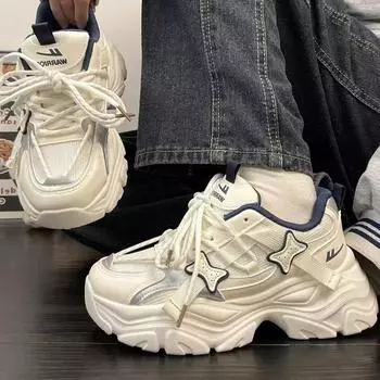 Huili 2024 autumn new women s shoes sweet sneakers platform heightening casual versatile Internet celebrity dad shoes 35