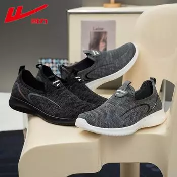 Huili men s shoes spring and autumn net shoes one-pedal men s casual shoes lazy shoes middle-aged and elderly father shoes soft sole light 38
