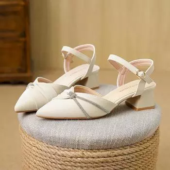 Huiliya 2025 весна новый темперамент остроносые высокие каблуки женские туфли повседневные универсальные босоножки на толстом каблуке Y9978-3 35 чёрный